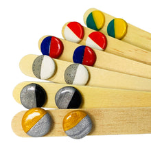 Load image into Gallery viewer, Ceramic Handmade Button Half to Half Earring