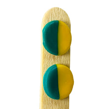 Load image into Gallery viewer, Ceramic Handmade Button Half to Half Earring