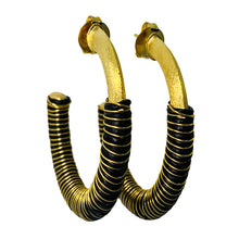 Load image into Gallery viewer, Jurerê Gold Handmade Hoop with Leather