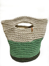 Load image into Gallery viewer, Nautical Corded Handmade Eco-friendly Handbag - Sand, Olive Green and Military Green