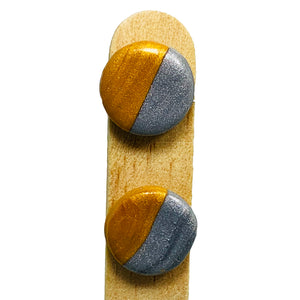 Ceramic Handmade Button Half to Half Earring