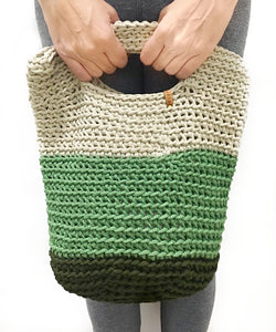 Nautical Corded Handmade Eco-friendly Handbag - Sand, Olive Green and Military Green